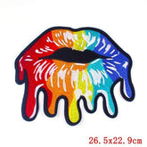 Large Rainbow LGBT Lips Iron On Embroidered Patch
